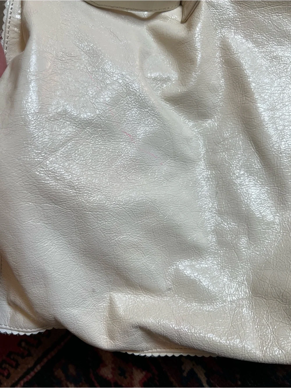 Latico NJ USA Ivory Leather Oversized Slouchy Tote with Floral Lining